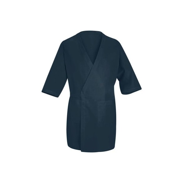 Red Kap Collarless Butcher Wrap W/Exterior Pockets, Navy, Polyester/Combed Cotton, M